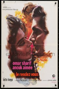 6y902 APPOINTMENT French 15x24 1970 different Bussenko art of Omar Sharif & Anouk Aimee!