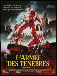 6y903 ARMY OF DARKNESS French 16x21 1992 Sam Raimi, great art of Bruce Campbell w/chainsaw hand!