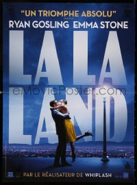 6y950 LA LA LAND teaser French 15x21 2017 great image of Ryan Gosling & Emma Stone embracing over city!