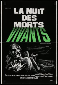 6y960 NIGHT OF THE LIVING DEAD French 16x23 R1980s George Romero classic, great zombie art!