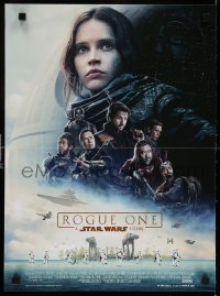 6y975 ROGUE ONE French 16x22 2016 A Star Wars Story, Felicity Jones, cast montage, Death Star!