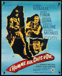 6y995 WARLOCK French 17x21 1959 cowboys Henry Fonda & Richard Widmark, cool Grinsson art!