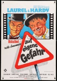 6y277 FURTHER PERILS OF LAUREL & HARDY German 1967 great image of Stan & Ollie riding lion!
