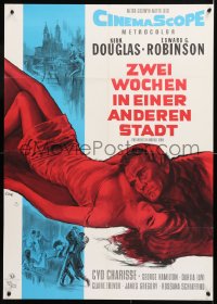 6y328 TWO WEEKS IN ANOTHER TOWN German 1962 cool art of Kirk Douglas & sexy Cyd Charisse by Dill!