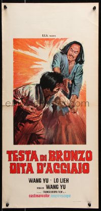 6y562 BRONZE HEAD & STEEL ARM Italian locandina 1973 Tong Tou Tie Bei, great kung fu action artwork!