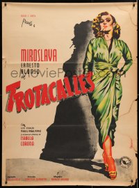 6y046 TROTACALLES Mexican poster 1951 art of sexy Miroslava by Juan Antonio Vargas Ocampo!