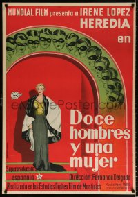 6y164 TWELVE MEN & A WOMAN Spanish 1934 art of pretty Irene Lopez Heredia & secret society!