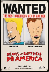6z554 BEAVIS & BUTT-HEAD DO AMERICA teaser 1sh 1996 Mike Judge, most dangerous men in America!