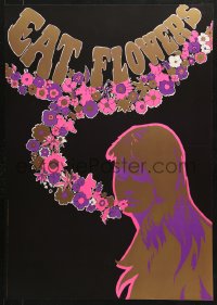 6z295 EAT FLOWERS 20x29 Dutch commercial poster 1960s psychedelic Slabbers art of woman & flowers!