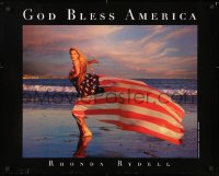 6z326 RHONDA RYDELL 24x30 commercial poster 1990s God Bless America, wrapped in US flag!