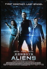 6z596 COWBOYS & ALIENS advance DS 1sh 2011 great image of Daniel Craig, Harrison Ford, Olivia Wilde!