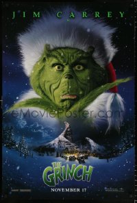 6z682 GRINCH teaser DS 1sh 2000 Jim Carrey, Ron Howard, Dr. Seuss' classic Christmas story!