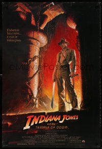 6z709 INDIANA JONES & THE TEMPLE OF DOOM 1sh 1984 art of Harrison Ford by Bruce Wolfe, no borders!