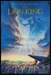 6z736 LION KING DS 1sh 1994 Disney Africa, John Alvin art of Simba on Pride Rock with Mufasa in sky
