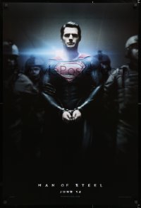 6z765 MAN OF STEEL teaser DS 1sh 2013 Henry Cavill in the title role as Superman handcuffed!