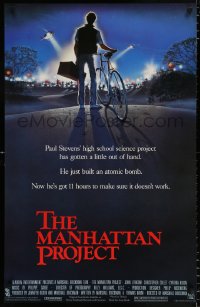 6z766 MANHATTAN PROJECT 1sh 1986 Marshall Brickman, John Lithgow, artwork of police vs. kid!