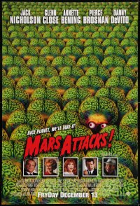 6z769 MARS ATTACKS! int'l advance DS 1sh 1996 directed by Tim Burton, great image of many aliens!