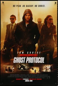 6z784 MISSION: IMPOSSIBLE GHOST PROTOCOL int'l advance DS 1sh 2011 hooded spy Tom Cruise & top cast!