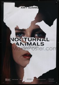 6z803 NOCTURNAL ANIMALS teaser DS 1sh 2016 Tom Ford, close-up of Amy Adams behind torn paper!