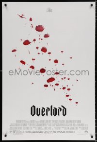 6z811 OVERLORD advance DS 1sh 2018 from producer J.J. Abrams, WWII paratroopers as blood droplets!