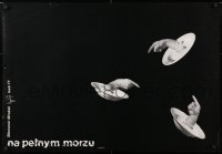 6z169 NA PELNYM MORZU 2-sided stage play Polish 27x39 1977 hands coming out of dishes by Piechura!