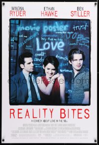 6z843 REALITY BITES 1sh 1994 Winona Ryder, Ben Stiller, Ethan Hawke, comedy about love in the '90s!