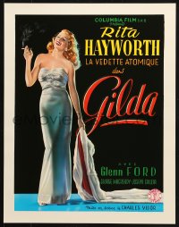 6z049 GILDA 15x20 REPRO poster 1990s sexy smoking Rita Hayworth full-length in sheath dress