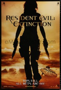 6z846 RESIDENT EVIL: EXTINCTION teaser 1sh 2007 silhouette of zombie killer Milla Jovovich!