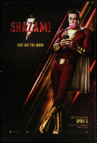 6z867 SHAZAM teaser DS 1sh 2019 full-length Zachary Levi in the title role, just say the word!