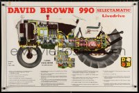 6z082 DAVID BROWN 26x39 English advertising poster 1960s cool schematic of tractor, in Danish!