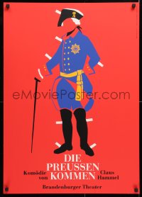6z149 DIE PREUSSEN KOMMEN silkscreen 23x32 East German stage poster 1980s Frederick the Great!