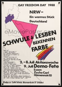 6z399 GAY FREEDOM DAY 1988 17x24 German special poster 1988 cool art of rainbow and more!