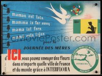 6z089 INTERFLORA dove style 12x16 French advertising poster 1950s cool flower delivery art!