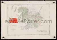 6z423 LA SCOZIA 11x16 Italian special poster 1900s cool map of Scotland with colored flag!