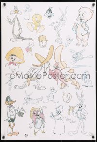 6z425 LOONEY TUNES 25x36 special poster 1997 Taz, Bugs, Daffy & more, cool sketches!