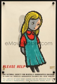 6z435 MENCAP 10x15 English special poster 1958 Royal Mencap Society, Harry Stevens art of girl!