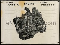 6z440 NEW ANGLIA ENGINE 30x40 English special poster 1953 cool engine, in Danish!