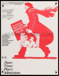 6z441 NEXT STOP GREENWICH VILLAGE 17x22 special poster 1976 art of Baker in New York by Glaser!