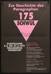 6z458 SCHWUL 17x24 German special poster 1991 protesting Section 175, pink triangle!