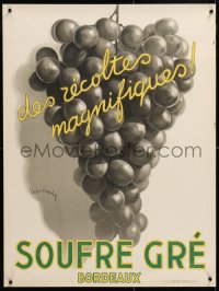 6z101 SOUFRE GRE BORDEAUX 24x32 French advertising poster 1933 art of grapes by Leon Dupin!