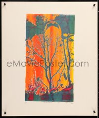 6z275 UNKNOWN ART PRINT signed #18/50 20x24 art print 1974 Mother Earth, cool art of trees!