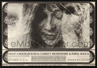 6z076 VELVET UNDERGROUND/CHARLEY MUSSELWHITE/INITIAL SHOCK 14x20 music poster 1968 Wes Wilson art!