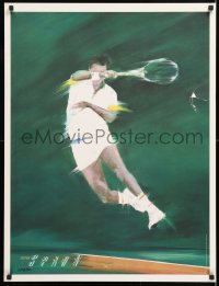 6z248 VICTOR SPAHN 26x34 French art print 1980s great art of tennis player swinging racket!
