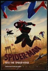 6z891 SPIDER-MAN INTO THE SPIDER-VERSE int'l teaser DS 1sh 2018 Nicolas Cage in title role, cast!