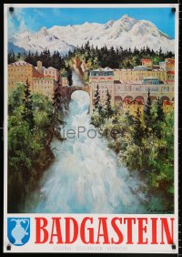 6z183 AUSTRIA Badgastein river style 24x34 Austrian travel poster 1970s image from the country!