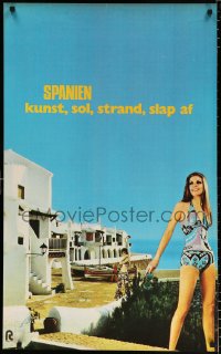 6z222 SPANIEN 24x39 Spanish travel poster 1971 sexy women in Spanish town, art, sun, beach, relax!