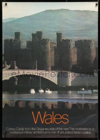 6z227 WALES 28x39 Welsh travel poster 1970s Conwy Castle from the Deganwy side of the river!