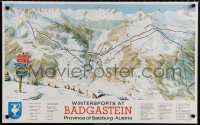 6z229 WINTERSPORTS AT BADGASTEIN 20x32 Austrian travel poster 1960s resort map by Gumpold!