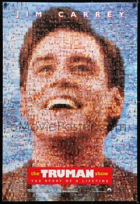 6z945 TRUMAN SHOW teaser DS 1sh 1998 really cool mosaic art of Jim Carrey, Peter Weir