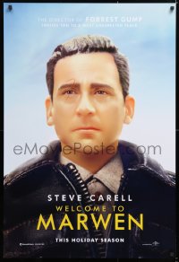 6z965 WELCOME TO MARWEN teaser DS 1sh 2018 directed by Robert Zemeckis, close-up CGI Steve Carell!